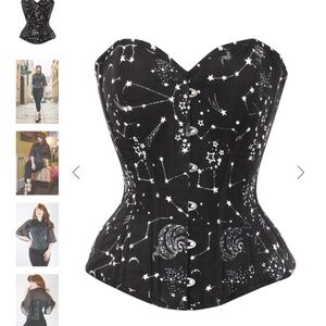 Corset Story 32" Astronomy Black Overbust Cotton Corset